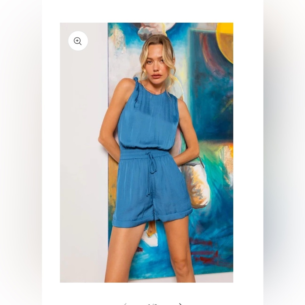 Twisted Shoulder Ice Blue Romper